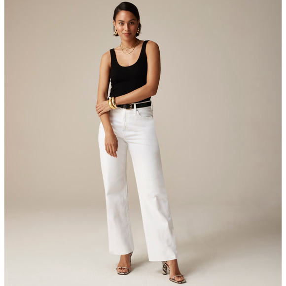 J.Crew Slim Wide Leg Jean White High Waisted Classic Stretch Denim US 31 NWT - Picture 6 of 14